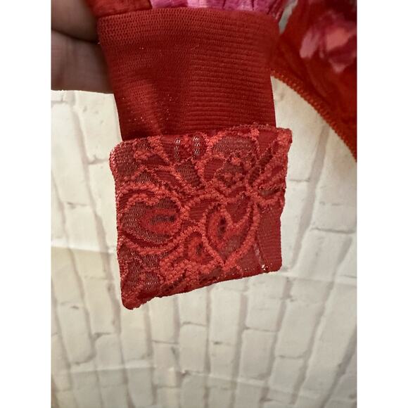 NWT Free People Intimately Red Floral Bodysuit Sz S - Picture 4 of 12